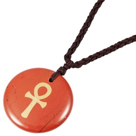 mookaitedecor Red Jasper Crystal Necklace Egyptian Ankh Necklace for Men Women, Cross of Life Stone Necklace Protection Amulet Good Luck Healing Crystal Necklace Jewellery Wiccan Witch Necklace Gift