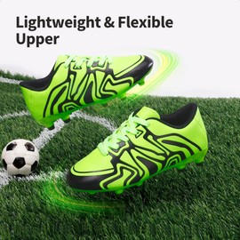 DREAM PAIRS Boys Girls Soccer Cleats Youth Firm Groud Baseball Cleats Sport Athletic Outdoor Trainning Football Shoes for Little/Big Kid,Size 2 Little Kid,Neon Green/Black,160472-K