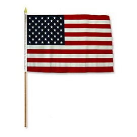 AES 12x18 12"x18" USA American 50 Star Grave Marker Stick Flag Vivid Color and UV Fade Resistant Canvas Header and Polyester Material