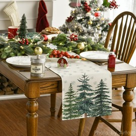 Artoid Mode Pine Snowflakes Christmas Table Runner, Seasonal Winter Kitchen Table Decoration, Indoor, Holiday, Party Decor, 40 x 180 cm