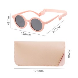 TYGFRT 1Pc Baby Sunglasses, 1Pc Glasses Bag, Outdoor Beach Sunglasses, Oval Kids Sunglasses, Toddler Glasses