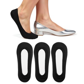 Ouligay 3 Pairs No Show Socks Women, Black Thin Nylon Socks for Flats Non Slip, Liner Sock for Spring Summer, No See Invisible Sock for Women Men