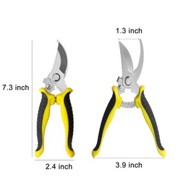 Garden Secateurs - Pruning Scissors for Garden Tools, Garden Shears, Snips, Trimmer, Clippers with Locking Handle, Ideal for Pruning and Trimming, Gardening Gifts for Men (Yellow)