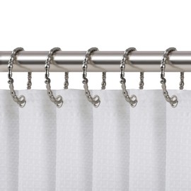 Utopia Alley Shower Hooks - Shower Curtain Rings for Bathroom - Rust Proof Shower Curtain Hooks for Shower Curtain or Liner - Set of 12, Brushed Nickel