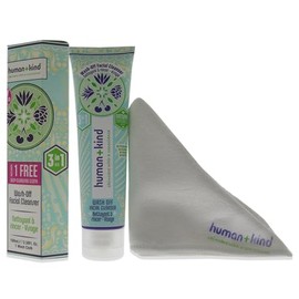Human+Kind Limpiador facial Wash-Off - Fórmula todo en uno probada por dermatólogos - Limpia, desmaquilla y exfolia - Cuidado de la piel natural - Sin crueldad - Sin parabenos - 100 ml.