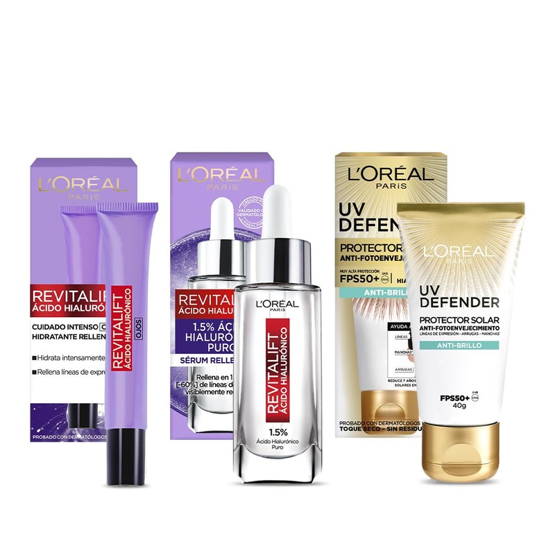 L'Oreal Paris Kit Revitalift Ácido Hialurónico con Serum Facial, Crema