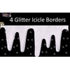Theme Machine Glitter Icicle Borders Snow Decoration Pack of 4