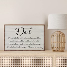 Kendrick Home Dad Memorial Gifts - Memorial For Dad Whitewashed Hardwood Planks, Sympathy Gift, Unique Bereavement Wall Art for the Grieving, Remembrance for Loss of Loved One Decor, 8" x 5"