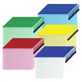 SHINIANZHI 50 Pack Mesh Zipper Pouch Bags, A4 Letter Size, Waterproof Zipper Bags for Classroom Organization and Storage (50)