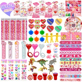SQZUWIT 497PCS Valentines Day Gifts for Kids, 36 Pack Valentines Day Party Favor with Cards Pencils Stickers Erasers Stampers Classroom Prize School Exchange Boys Girls Party Favors