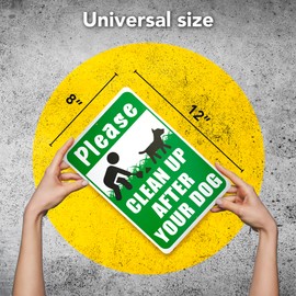 Clean Up After Your Dog Sign, 12x8 Aluminum Dog Signs No Pooping and Peeing, Please Pick Up Your Dogs Poop