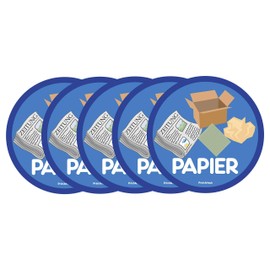 PrintAttack P040 6+1 Set Waste Separation Stickers, Scratch, Weather and UV Resistant, Diameter 100 mm Each (V1_5x Paper)