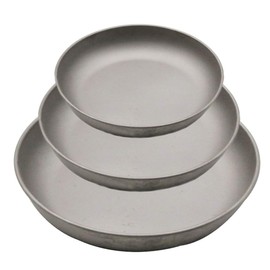 TiTo Titanium Plate Dish Outdoor Camping Tableware Ultralight Round Fruit Titanium Alloy Dinner Dishes Pan for BBQ Hiking Picnic (3pcs)