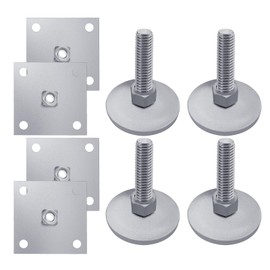 BigHead Heavy Duty 2" Leg Levelers Set with Square Mounting Plates Compatible with Arcade Cabinets & Pinball Machines (Bally, Williams, Stern) Game Leg Leveler Rounded Swivel Floor Protectors(4PCS)