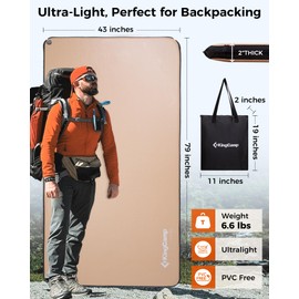 KingCamp Backpacking Sleeping Pad, Extra Wide Ultralight Inflatable Sleeping Mat for Camping Portable Noise-Free Air Mattress for Hiking, Tent, Cot & Car Travel