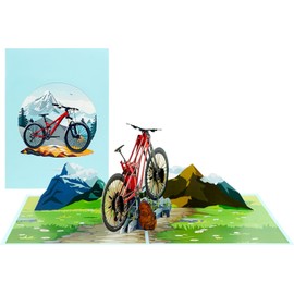 Fathers Day Card Pop Up | 3D Birthdays Greeting for Dad Men Grandpa Husband (Size 15x20 cm - Mountain Bike)