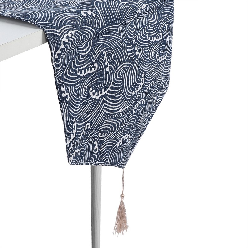 Blue Waves Cotton Linen Tablecloth Table Cover Clean Mat Pad