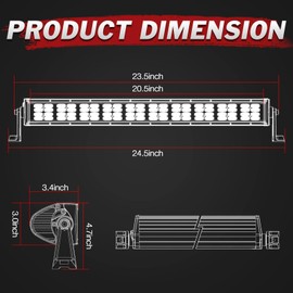 Lumimotor 20" LED Light Bar with Wiring Harness 320W Spot Flood Combo Off Road Driving Light Quad Row Bumper Grille LED Light Bar Kit for Truck Pickup UTV ATV SUV RZR Chevy