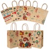 12 Pack Christmas Kraft Paper Bags(6x9 Inch) with Handle for