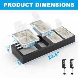 Pizza Topping Station for Grill Prep Stand Table, Condiment Containers with Clear Lids for Pizza Oven Cart Accessories, 23.5 Inches Length Stainless Steel Seasoning Food Containers w/4 Pcs Spoons