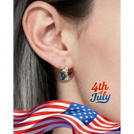 Elaximn Vintage 14K Gold Plated Flower 4th of July Independence Day Earring
