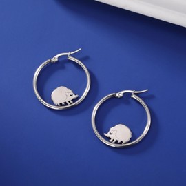 Cute Hedgehog Hoop Earrings for Women Dainty Stainless Steel Animal Hoops Hypoallergenic Round Hooped Fashion Jewelry (Steel color, One size)