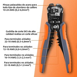 Pela Cables,3 en 1 Pinzas Pelacables Automático,Peladora/Cortadora/Crimpadora,AWG 10-23,Pelador de Cable para Electricistas,Reparación de Circuitos,Us