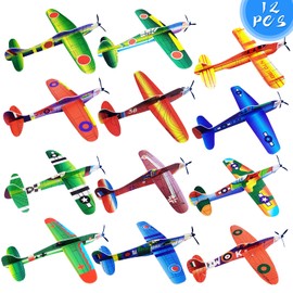 8" Airplane Toy,12 Different Designs Planes Toys For Boys,Foam Glider Planes Toys,Birthday Favors Lightweight Paper Airplanes,Individually Packed Outdoor Flying Toys,Party Favors For kids 8-12(12 PCS)