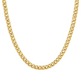 Men Curb Chain Necklace Gold Plated Jewelry Gift 5mm 22inch Fake Gold Necklace Mens