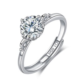 LiyCarp Moissanite Engagement Rings 1CT Foliage Ring Adjustable Gold-plated Sterling Silver Wedding Solitaire Ring Gift for Women Lady Girls