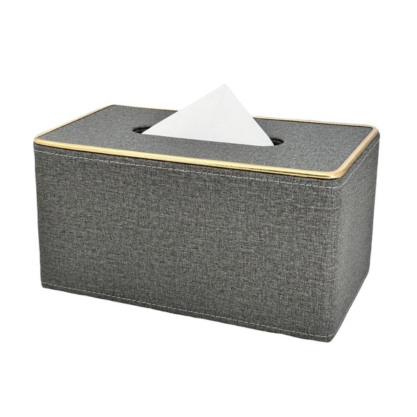 Arniche Linen Pattern Leather Cube Tissue Box Cover,Rectangle Tissue Holder