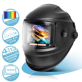 STAHLWERK Automatic Welding Helmet Booster 3-in-1 Welding Helmet Welding Mask with True Colour Real Colour Reproduction, Job Memory, Automatic Darkening DIN 4 to DIN 13 and Optical Class 1/1/1/2