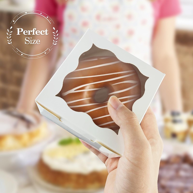 Reynards 60 Pcs Cookie Boxes 4x4x2.5 Inche, White Bakery Boxes