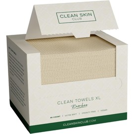 Clean Skin Club Bamboo Clean Towel XL World 1ST Toalla facial biodegradable Toallitas desechables para eliminar maquillaje seco 100% bambú orgánico Súper suave para pieles sensibles 50 unidades