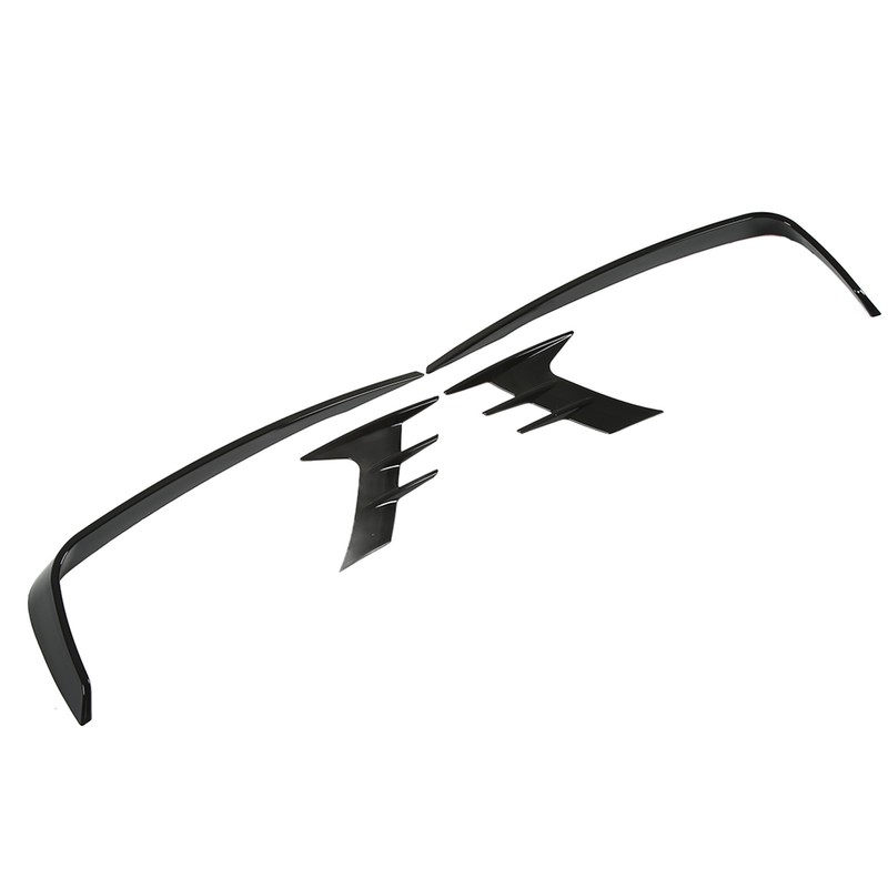 4Pcs Glossy Black Front Bumper Fog Light Eyebrow Cover Trim