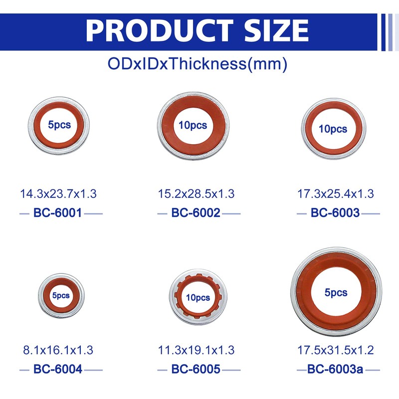 Air Conditioning Compressor Port Seal Washer Kit A/C Gasket Assortment