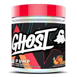 GHOST Polvo de óxido nítrico Pump, color melocotón - 40 porciones - Suplemento preentrenamiento sin azúcar ni estimulantes - L-citrulina, nitrato de  