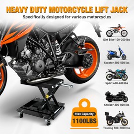 Nilight Motorcycle Lift 1100 LBS ATV Scissor Lift Jacks with Dolly Wheels Crank Handle 5.1"-15.7" Hoist Stand Heavy Duty Steel Lifter Jack for Motorcycles Dirt Bike Garage Storage Repair Tool, Black