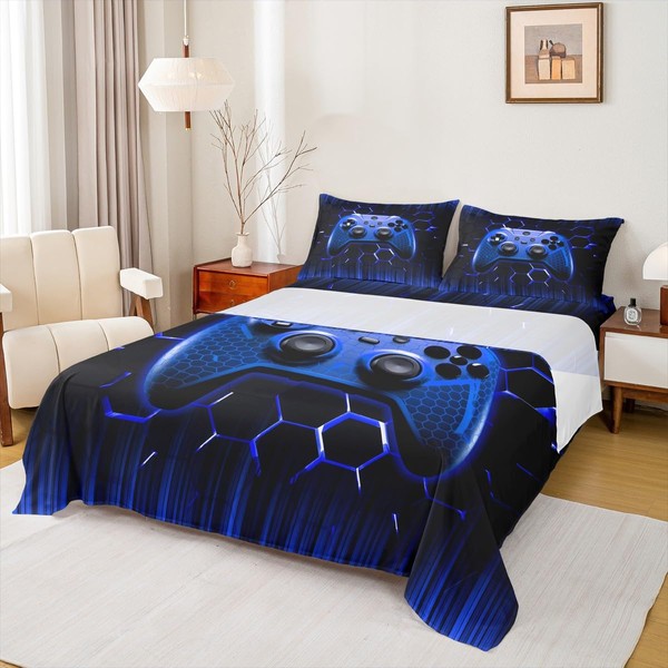 Manfei Honeycomb Gamepad Sheet Set Full Size, Blue Geometric Game