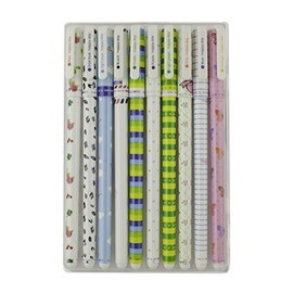 Emartbuy Pack of 10 Smooth Writing Gel Pens Fineliner Multi Colors Printed Designs Colorful Unicorn Flamingo Gel Ink Fine Tip Box Packed - Set 4