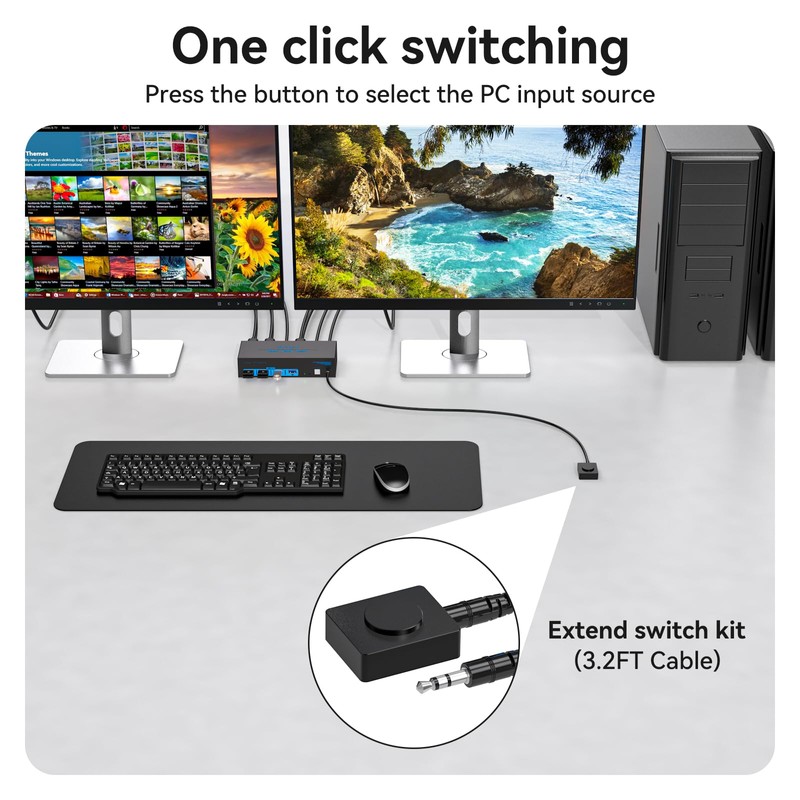 CMSTEDCD KVM Switch Wired Extension Button, Desktop Controller for Controlling
