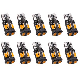 Trisense 194 168 2825 T10 W5W Error Free LED Bulb Amber Yellow, Super Bright 300 Lumens 10-SMD 5730 Chipset LED Bulbs for Interior Dome Map Door Courtesy License Plate Lights, Pack of 10