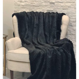 Plutus Brands Black Mink Faux Fur Luxury, Throw 36W x 60L