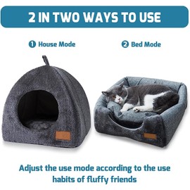 NEWKIBOU Cama portátil para Cueva de Gato, Casa para Gatos de Interior, Cama para Perro con Cojín Interior Extraíble Lavable,Cama Suave para Gatito y Perro Pequeño (S, Gris Oscuro)
