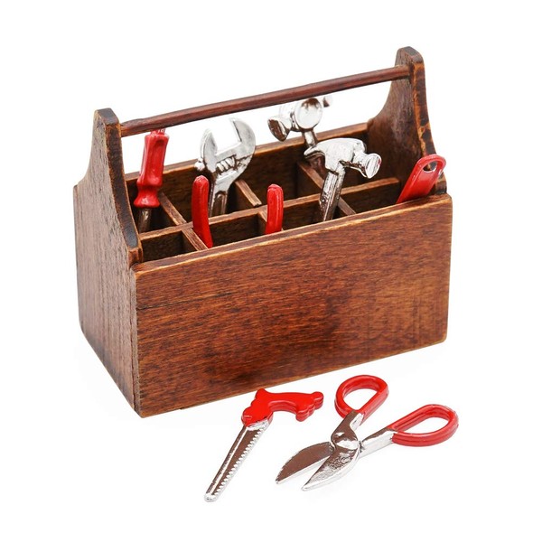 Odoria 1/12 Scale Dolls House Miniature Toolbox with 8Pcs Repair
