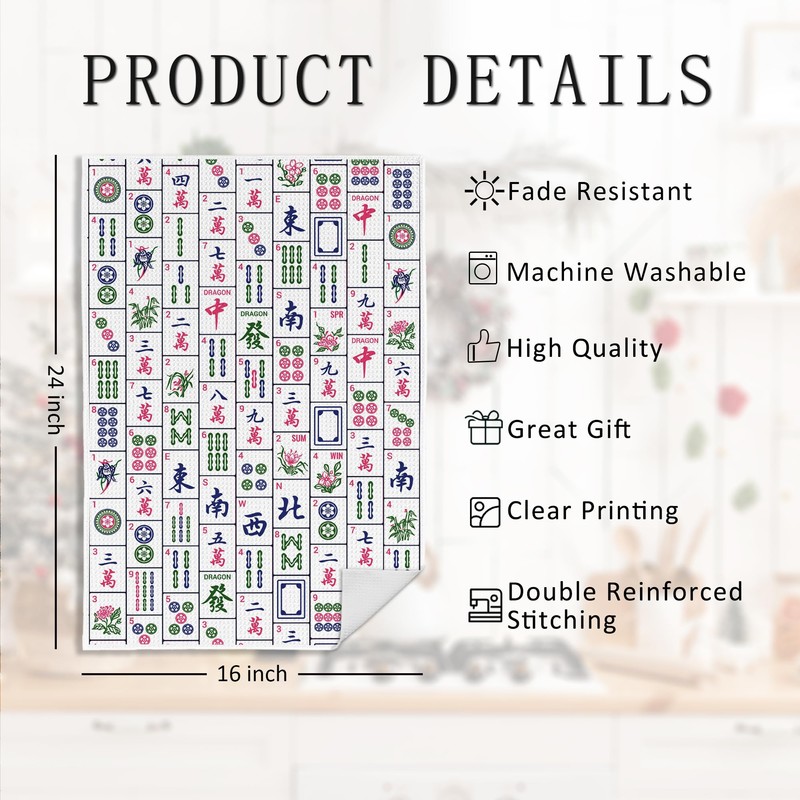 Mahjong Lover Player Gifts Kitchen Bathroom Hand Towels 16x24 Inch