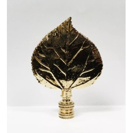 Lite Accents Lamp Finial-LARGE CAST LEAF-Polished Brass Finish, Highly detailed metal casting