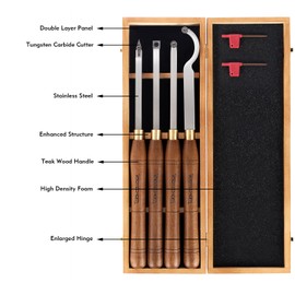 IMOTECHOM 4-Pieces Carbide Tipped Woodturning Tools Lathe Chisel Set with Stainless Steel Blade, Wooden Box