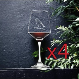 Unmarked Robin Wine Glasses x4 Premium 12 Oz Personalize Bird Animal Wildlife Gift NEW