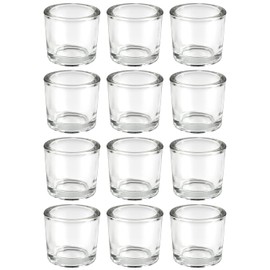 Serene Spaces Living Set of 48 Clear Thick Glass Tealight & Votive Candle Holder, Wedding Centerpiece, Home Decor, Dinner, Christmas, Thanksgiving, Reiki, Aromatherapy, 2.5" Diameter & 2.25" Tall